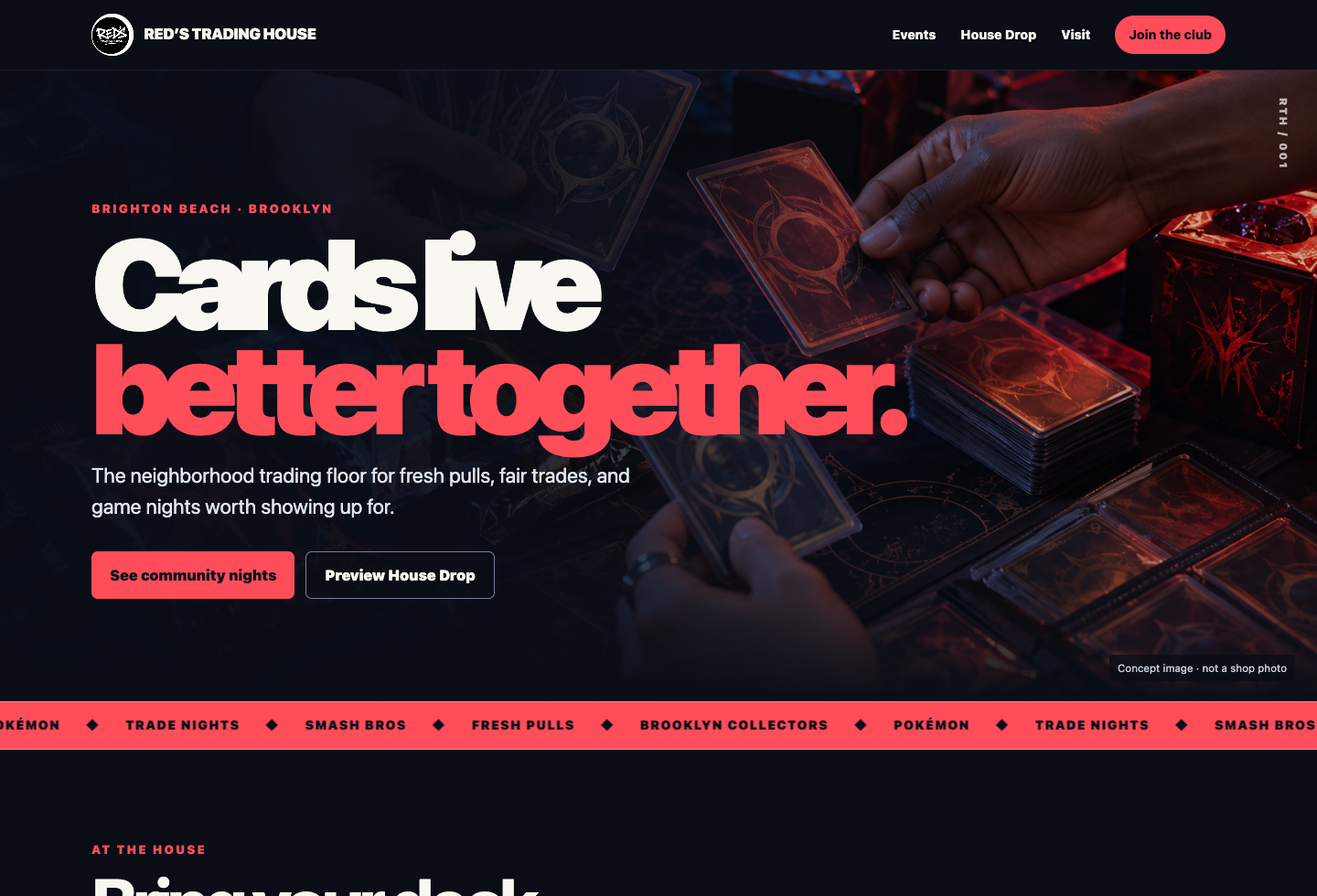 Red’s Trading House website screenshot