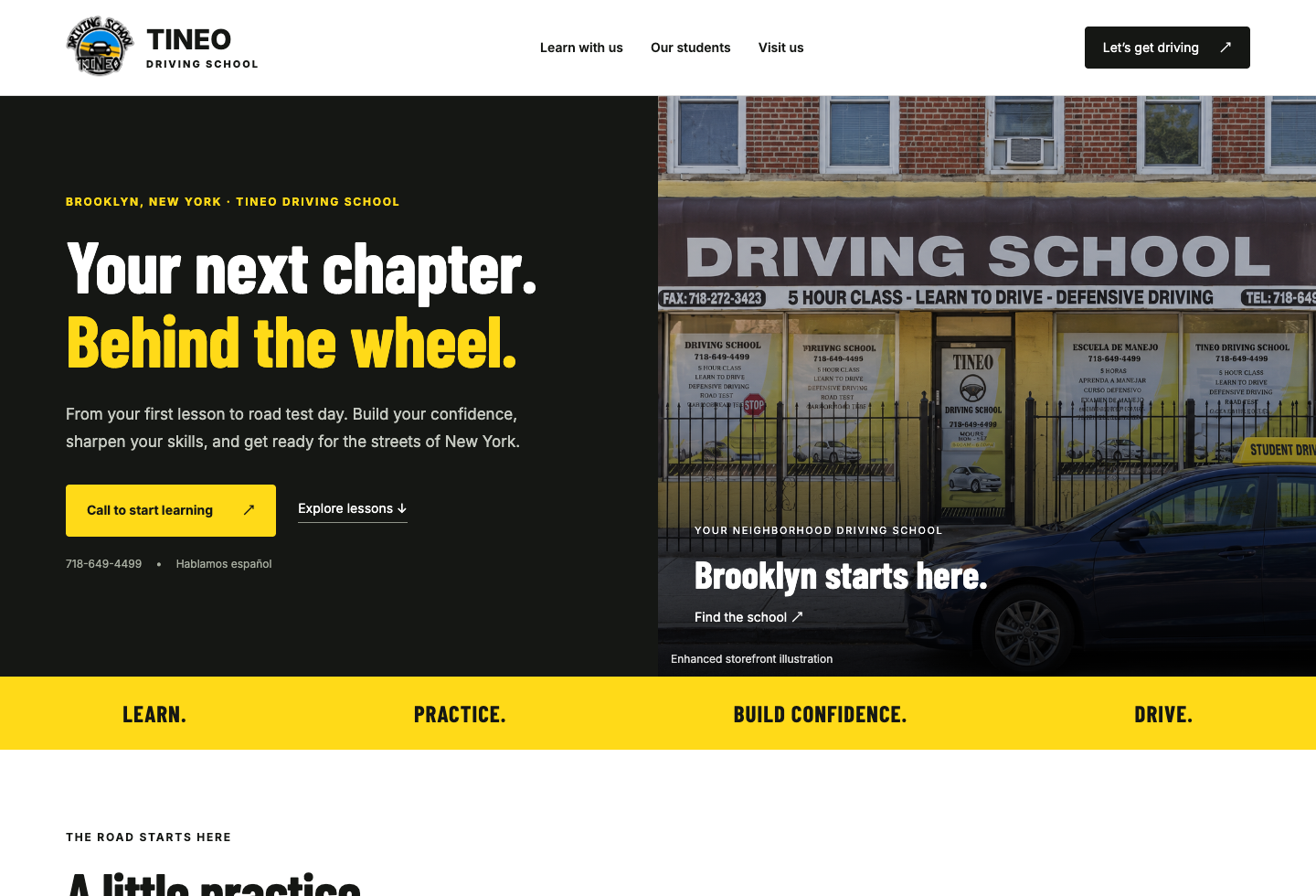 Tineo Driving School website screenshot